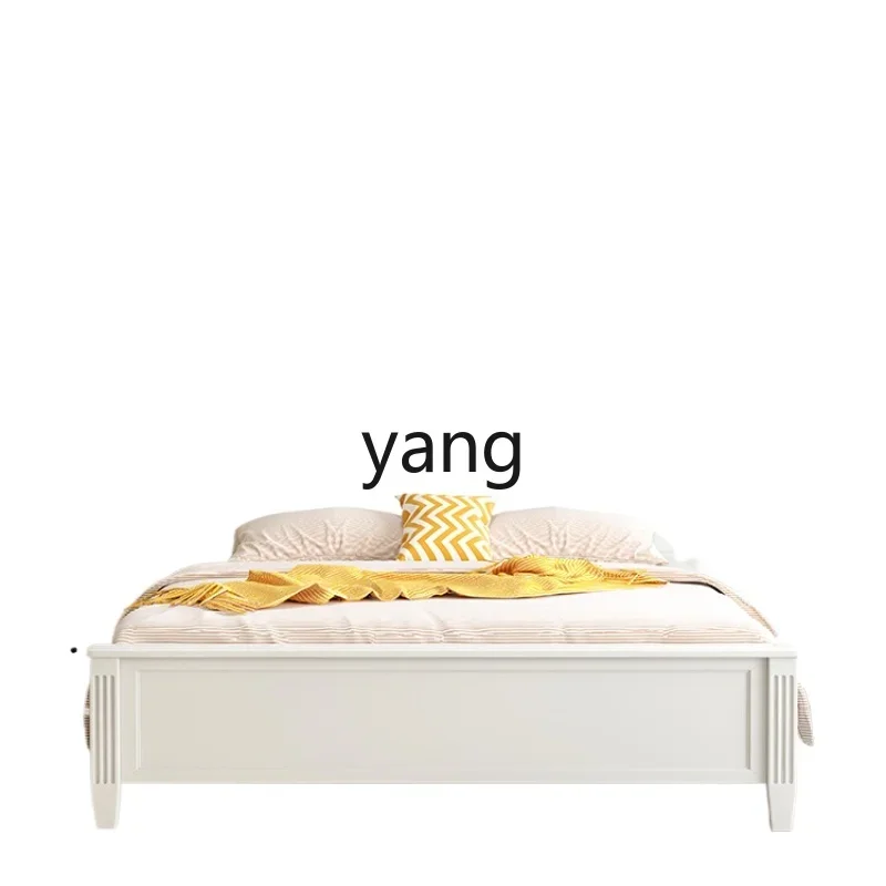 YJQ full solid wood bed white minimalist modern retro creamy wind master bedroom double