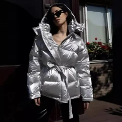 Autumn Winter Thicken Warm Glossy Coat Women's Fashion Sports Puffer Coats Loose Casual Bread Cotton Jacket Chic Parkas