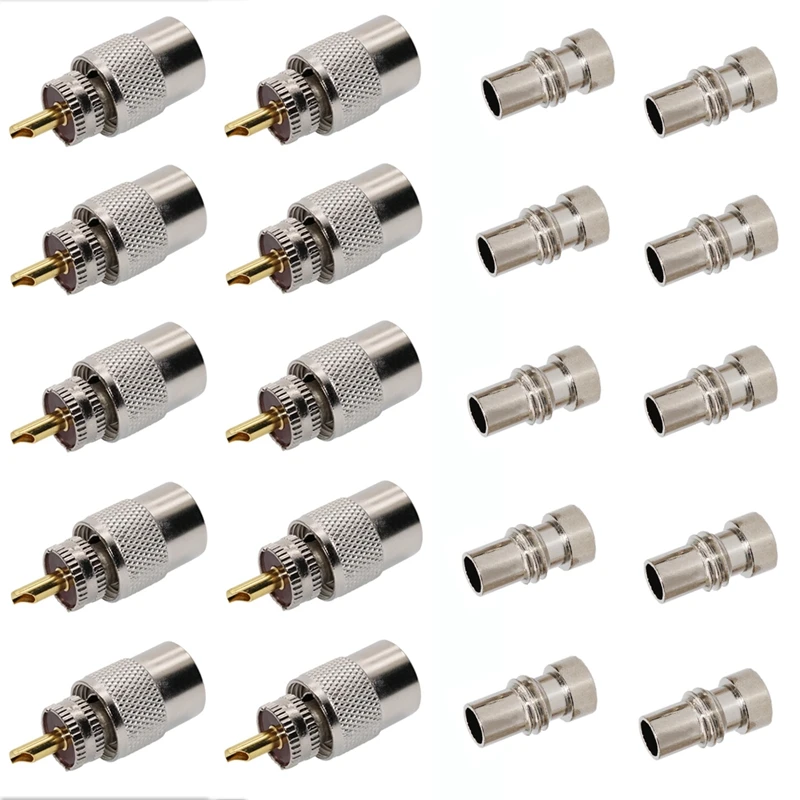 AT14 10-Pack PL259 Solder Connector Plug With Reducer For RG8, RG-213 Coaxial Coax Cable