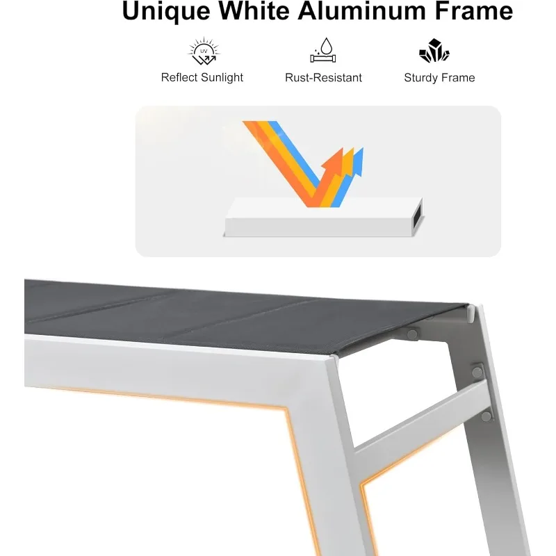 PURPLE LEAF Sillón Piscina Chaise Lounge Exterior Gris 2 Juegos