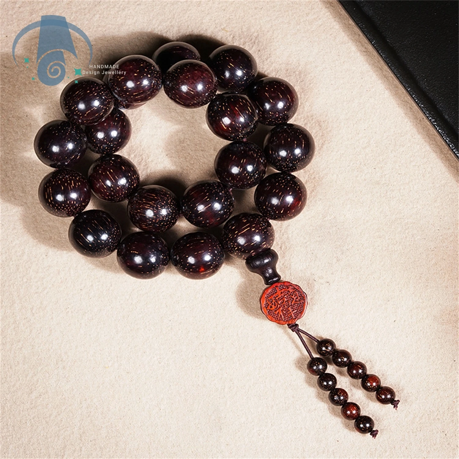 Rosewood Handheld Mala Beads Car Hanging Pendant Wooden Prayer Bead Bracelet Unisex Hand String Buddhist Jewelry Ornament ﻿