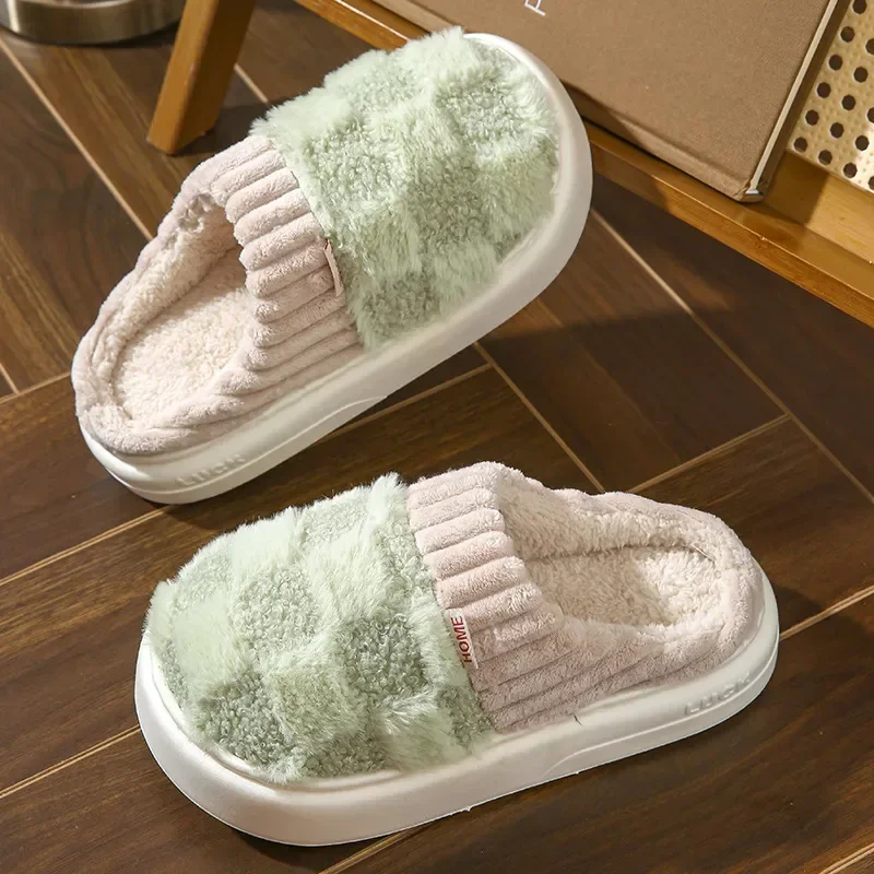 

Women Indoor Slippers Warm Plush Home Slipper Autumn Winter Shoes Woman House Flat Floor Soft Slient Slides for Bedroom Dropship