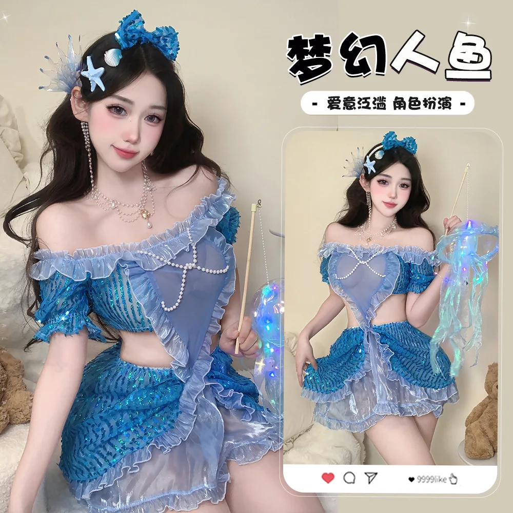 

Женское сексуальное прозрачное нижнее белье с открытыми плечами, платье для взрослых, женское платье, вечерние костюмы для косплея, рыбные костюмы, флитер, ночное белье