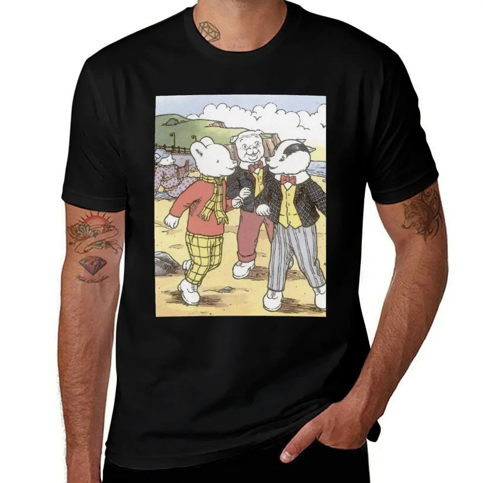 Rupert Bear, Bill Badger, and Algy Pug T-Shirt Quick Dry Light Sports T-Shirt