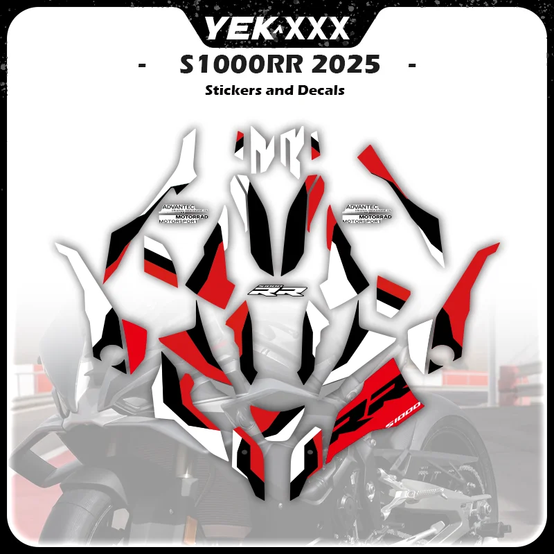 

For BMW 2025 S1000RR Motorcycle Black Red White Design Fairing Shell Full Car Sticker Decal Front Fender and Rear