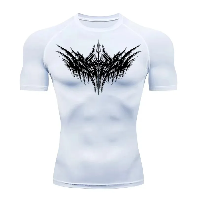 Herren Fitness Gym Hochelastisches Sport-Lauf-Kompressions-T-Shirt für Workout Rashguard Tops Schnell Trocknende Elastische Kurzarm-Shirts
