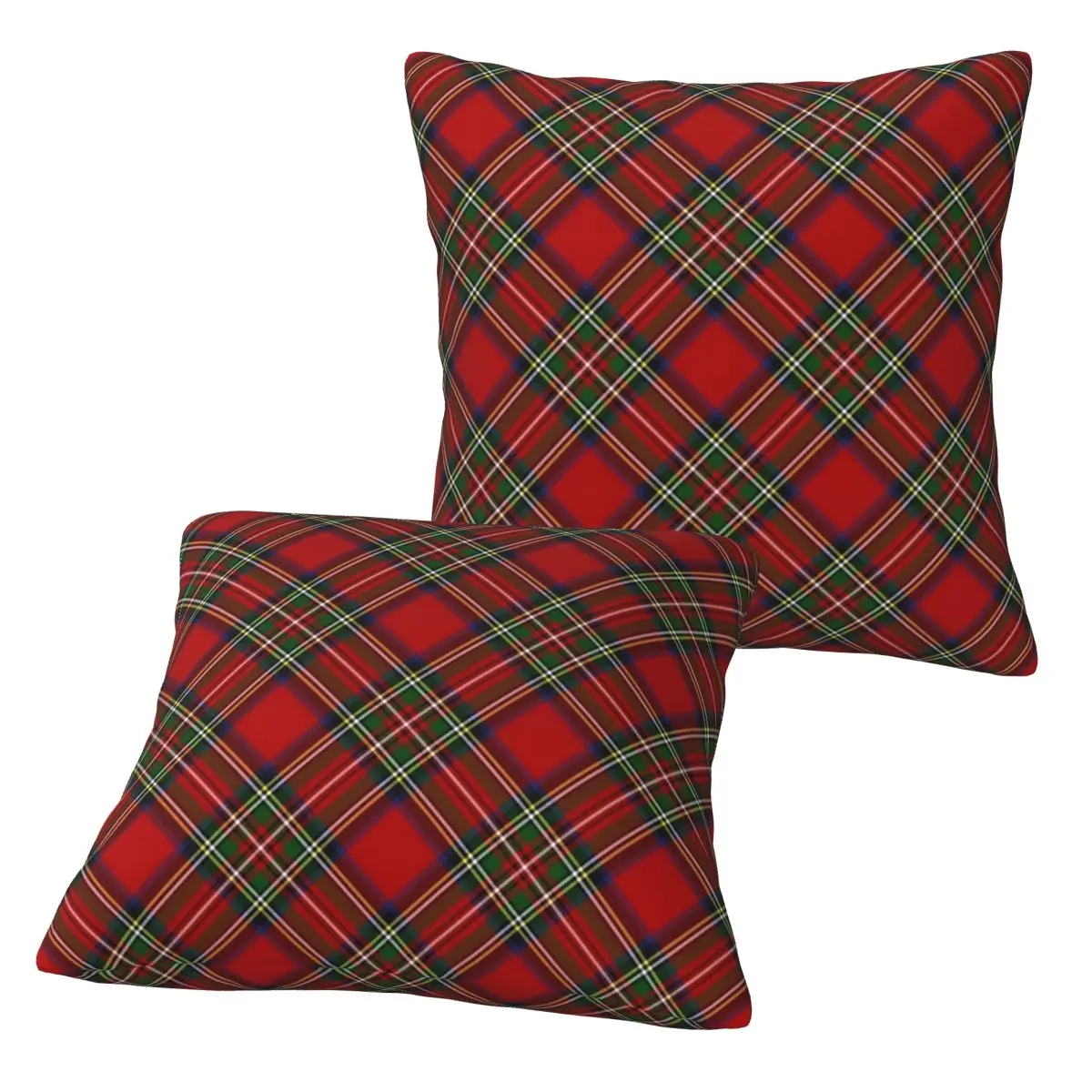 Royal Stewart Tartan Cross Plaid 2 pcs Square Pillowcase Pillow Cover Cushion Decor Comfort Throw Pillow for Home Sofa