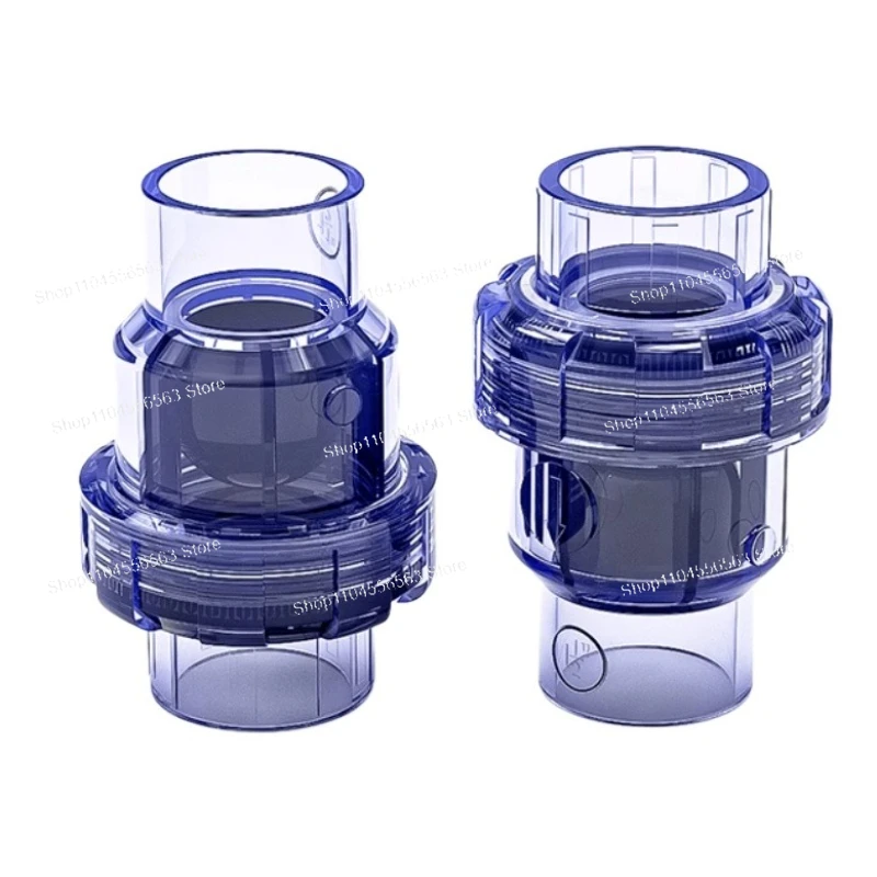 1PCS Single Union Check Valve UPVC, 20-63mm Transparent Non-return for Irrigation