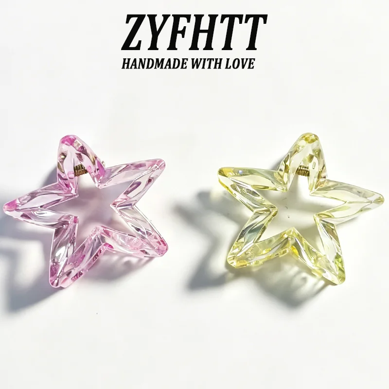1/6 Stück ZYFHTT Transparente Fünfzackige Stern-Haarspange für Frauen Persönliche Y2K Haifischklammer Modische Mädchen-Haaraccessoires – Detail 18