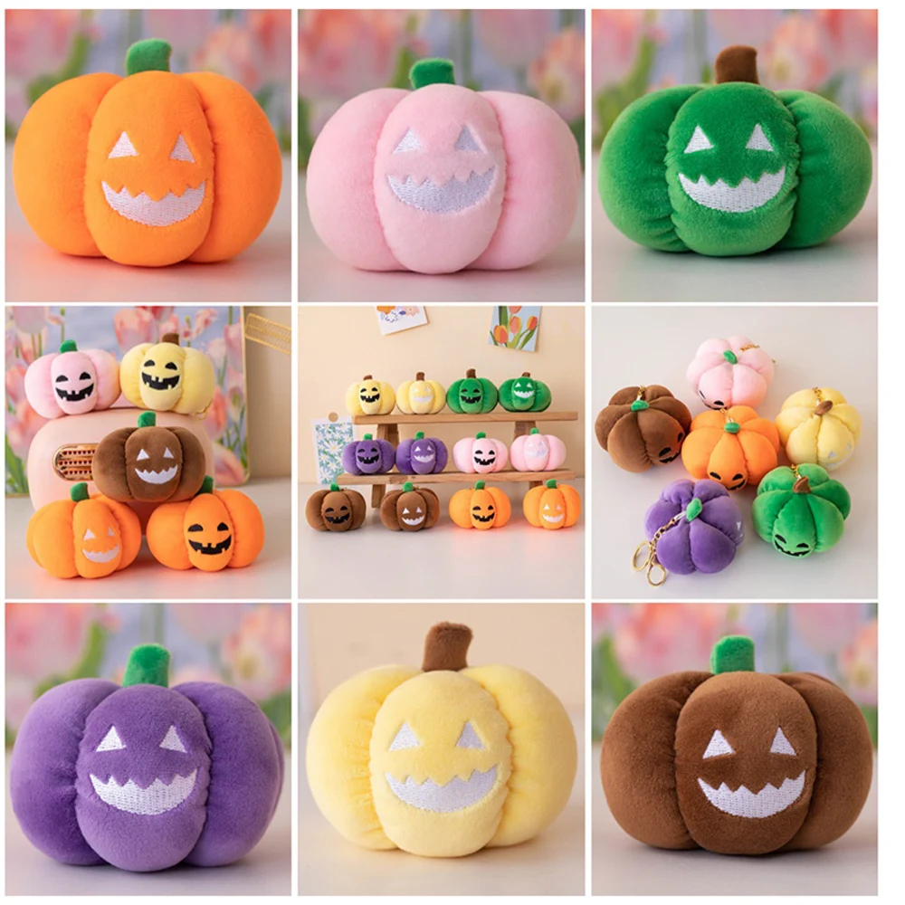 Noctilucent Luminous Halloween Plush Toys Pumpkin Stuffed Dolls With Weird Smiles Small Glow In The Dark Pumpkin Keychain Plush