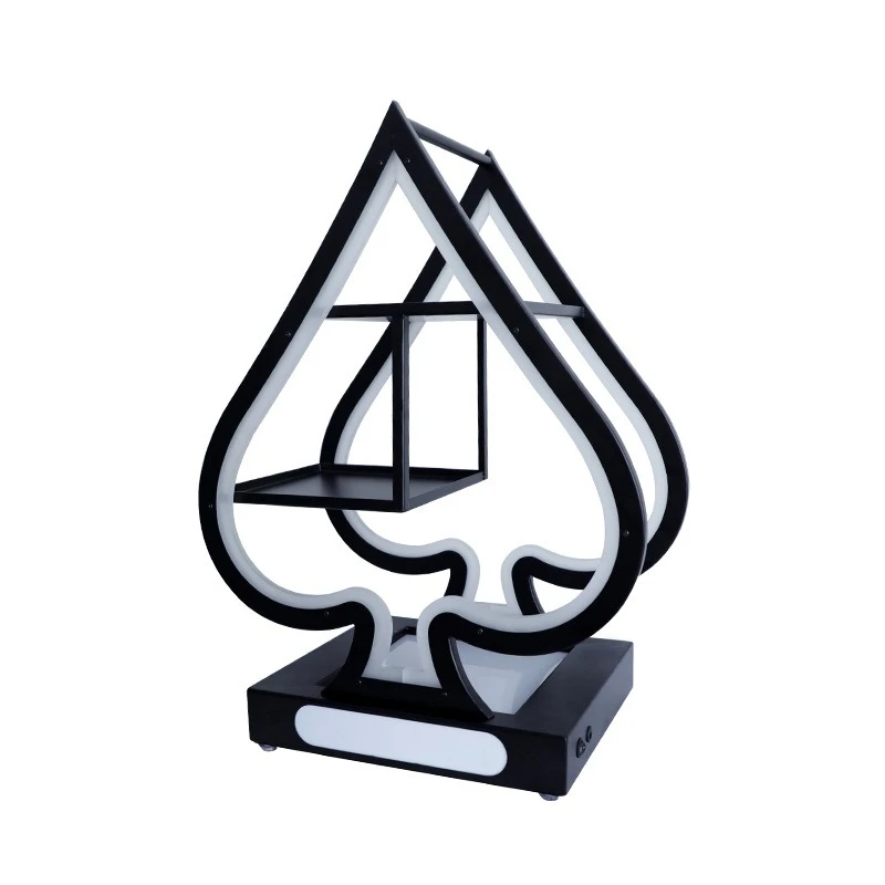 

Bar luminous spades A fruit plate rack led creative KTV special three-layer wrought iron Internet celebrity snack snack fruit