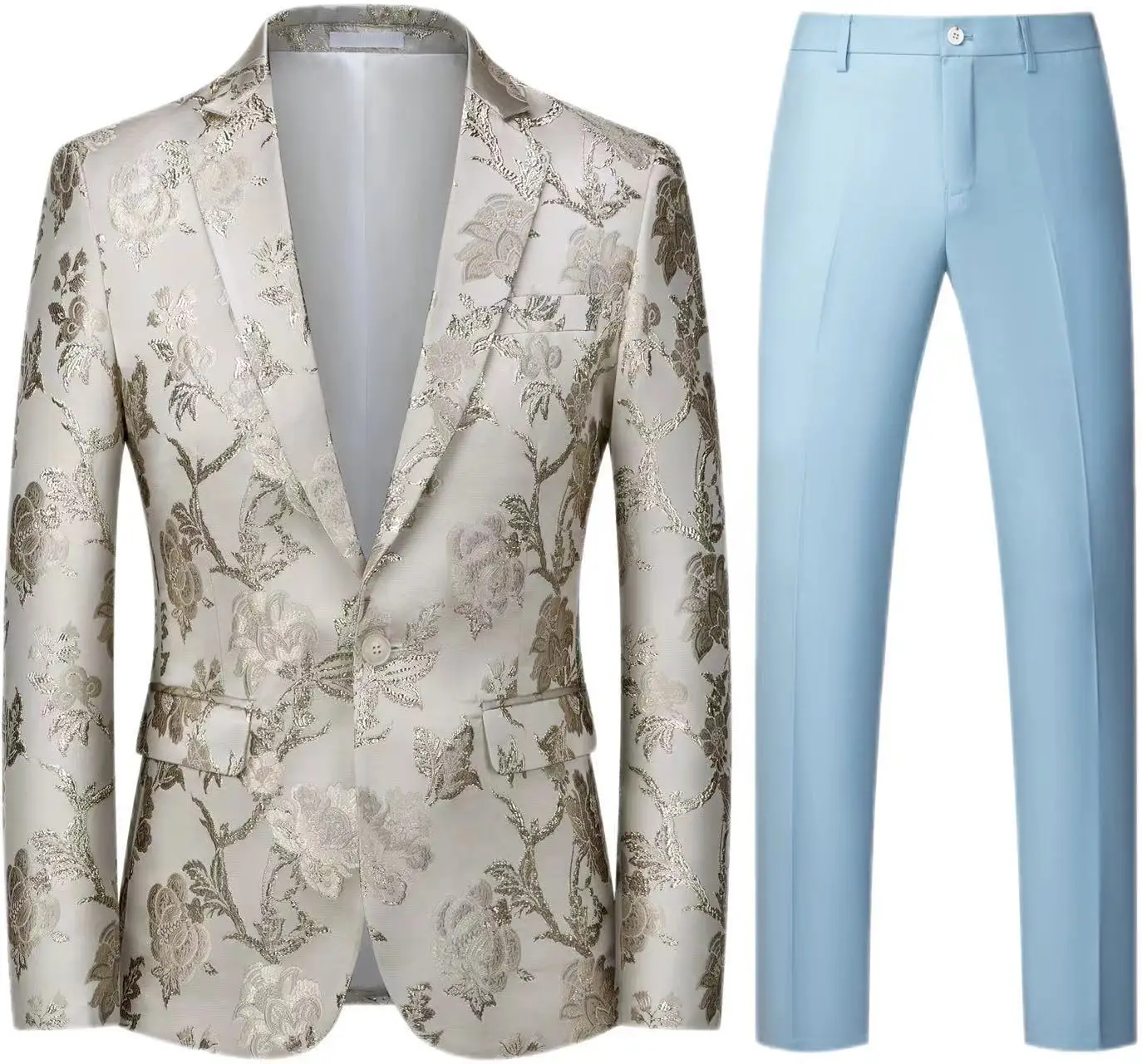 Men's Fashion Jacquard Patterned Suit Set Personalized Stage Performance Banquet Casual Suit Two Piece Sets Male M-6XL Plus Size