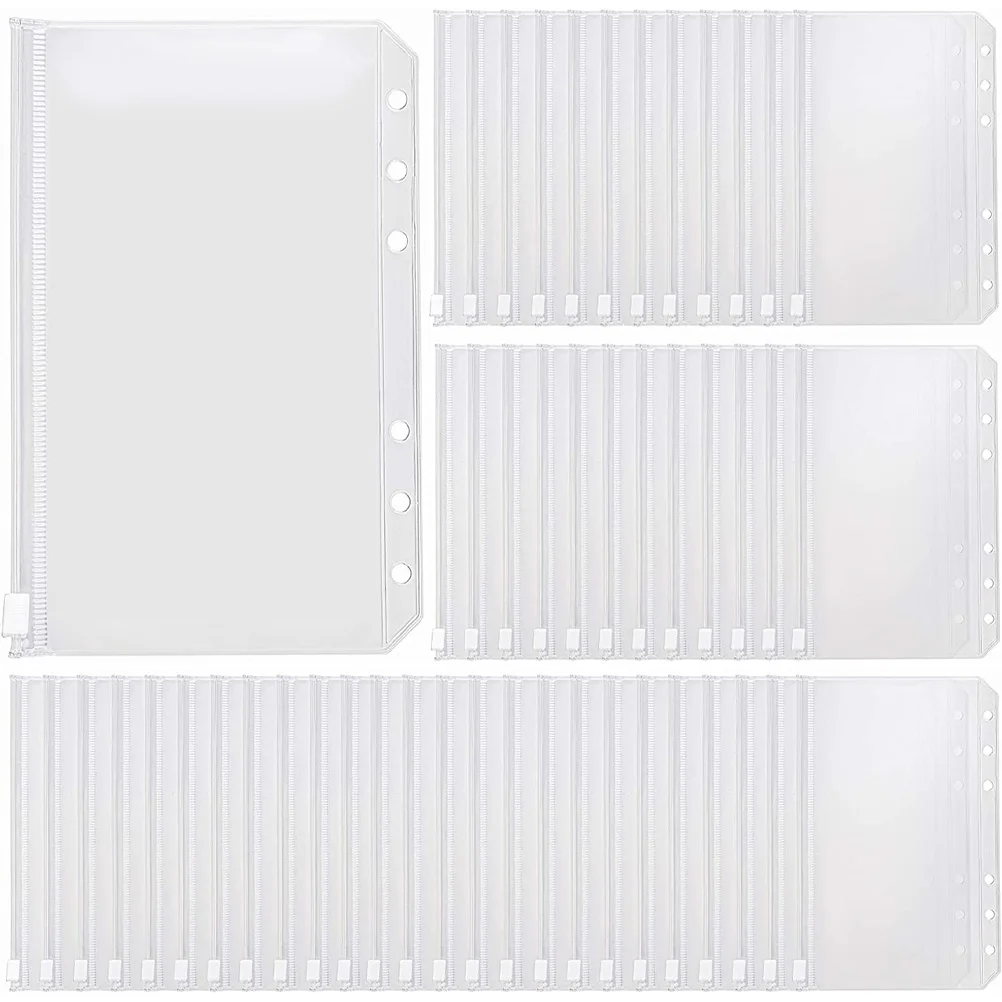 

50 Pcs Zipper Bag Pouches Packing Reusable Loose Leaf Storage Bags Pvc Zippered