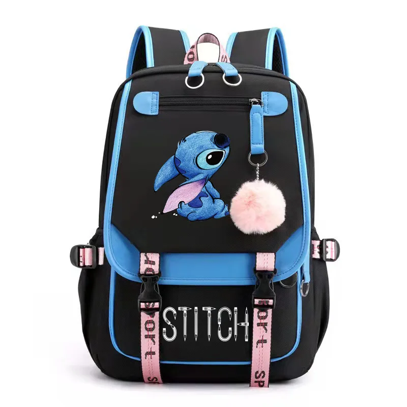 Disney stitch mochila feminina carregamento usb sacos de escola adolescentes meninas meninos portátil mochila feminina viagem bagpacks