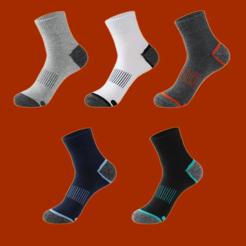 Chaussettes de sport mi-tube absorbant la transpiration et désodorisantes, haute qualité, respirantes, canadisme en plein air, basket-ball, 5/10 paires