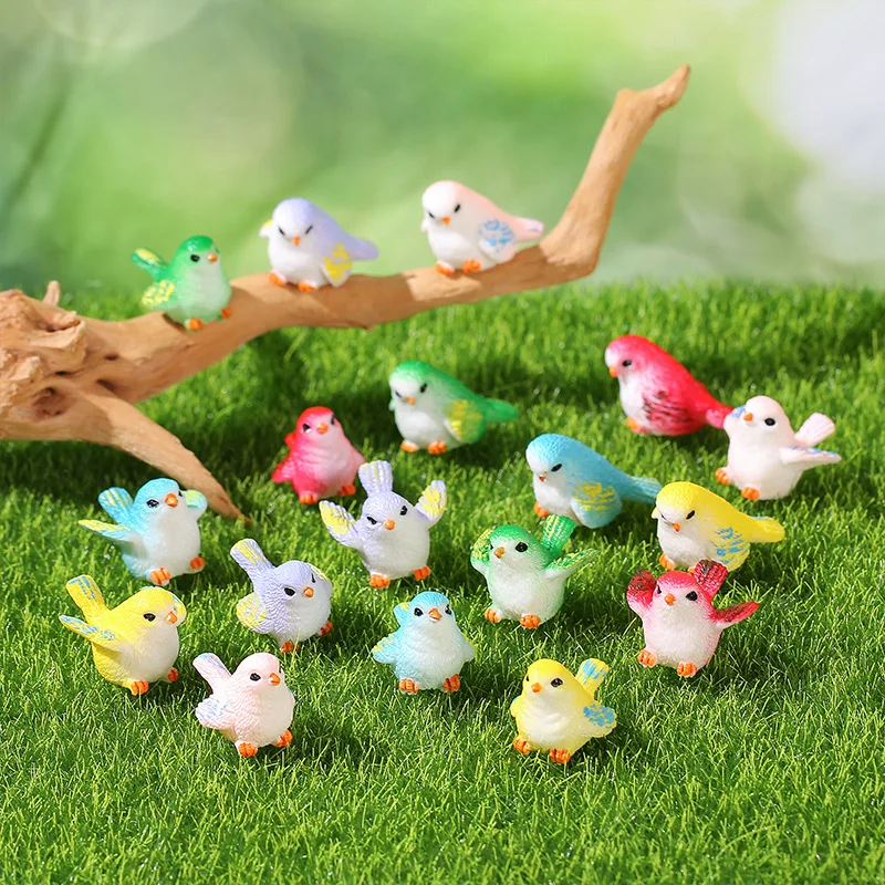 100pcs simulation 3D Resin parrots Bird Pigeon Gardening Animal Decoration Gift Ornaments DIY Fairy Garden Dollhouse Accessories