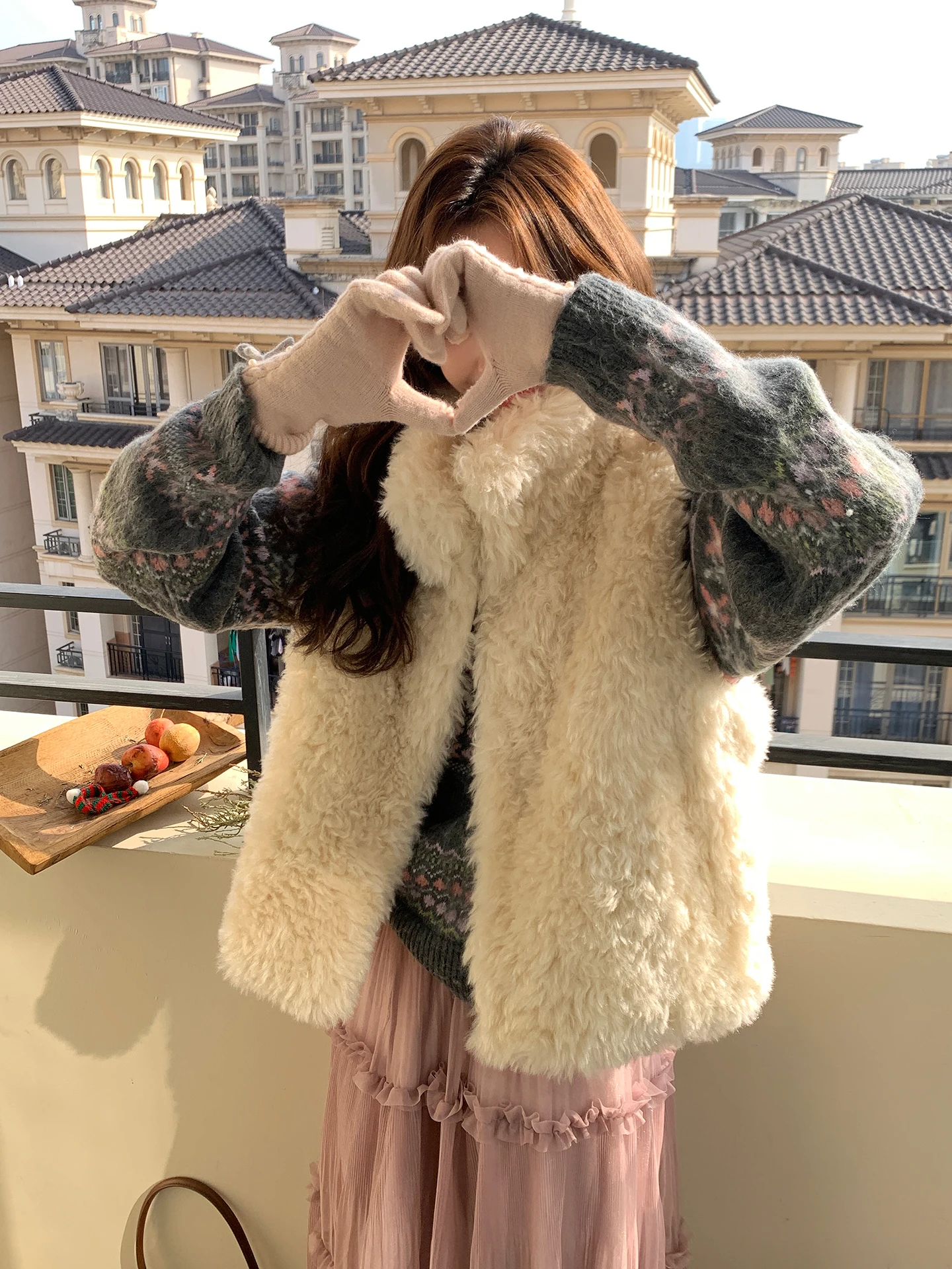 

Утепленный жилет из флиса Even-wen Fluffy Heart Melody для женщин, корейский стиль, осень-зима, полиэстер