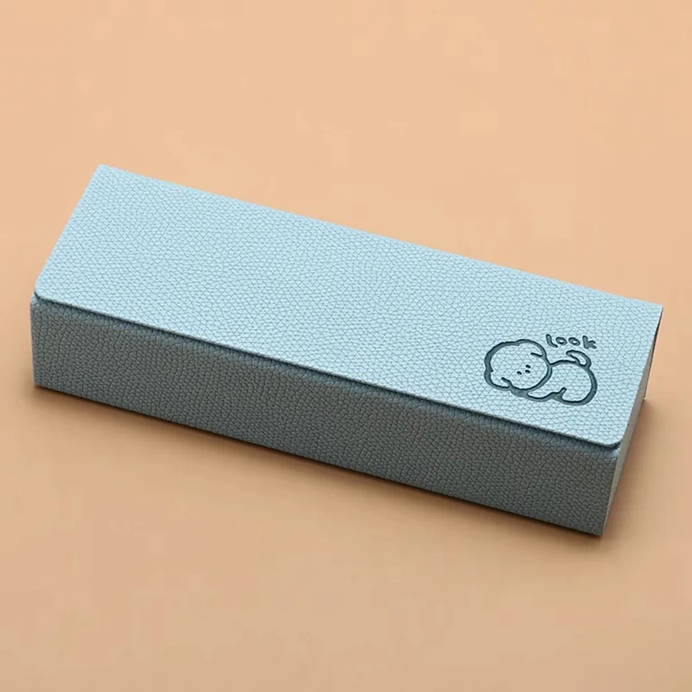 

Fashion PU Leather Eyeglass Case Square Hard Shell Glasses Storage Box Anti-Stress Puppy Protective Case Travel Accessories
