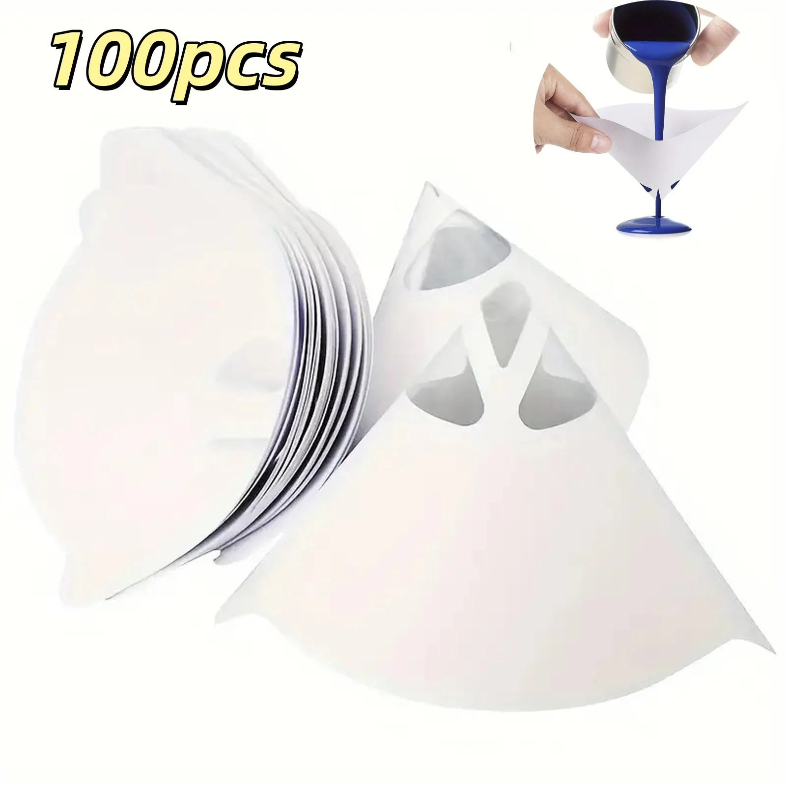 Filtre à peinture jetable en entonnoir en papier, 100 pièces, pour  peintures et mélange automatiques à base d'eau/huile, filtre à entonnoir à  cône en papier, outils de véhicule / Pièces de rechange, image size:1600x1600