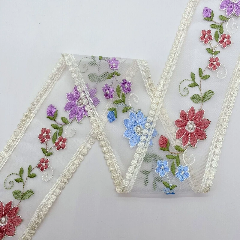 

30 ярдов органза вышивка цветочным шитьем кружево Diy макраме вышивка ткань отделка