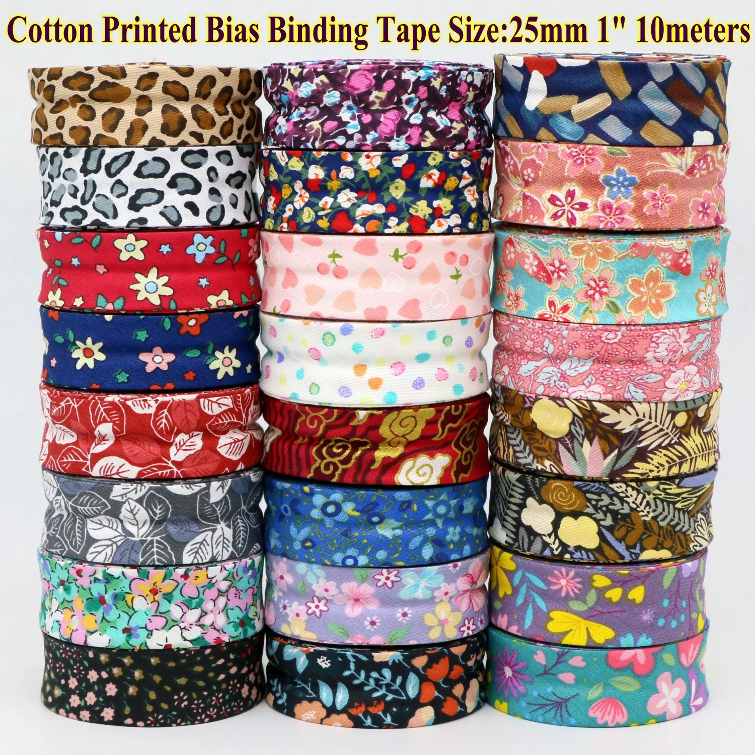 100% Cotton Bias tape printed, size: 25mm,1