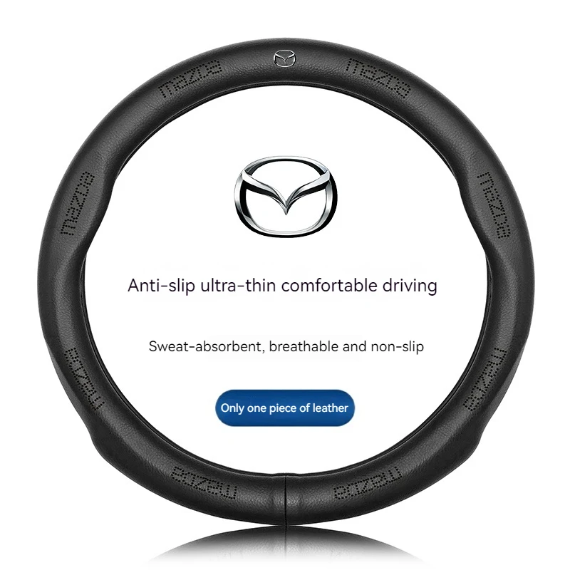 

For Mazda 3 5 6 SKYACTIV Axela Atenza CX30 CX5 CX8 CX9 MX5 RX8 RX7 BT50 Carbon fiber Leathe Car Steering Wheel Cover Accessories