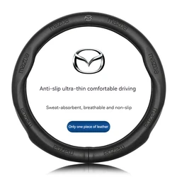 For Mazda 3 5 6 SKYACTIV Axela Atenza CX30 CX5 CX8 CX9 MX5 RX8 RX7 BT50 Carbon fiber Leathe Car Steering Wheel Cover Accessories