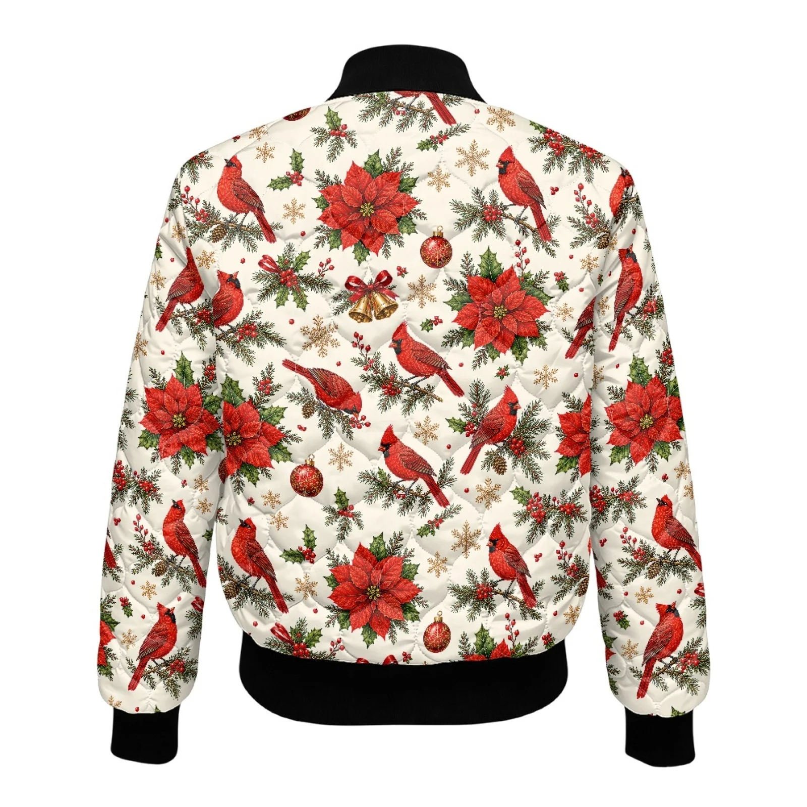 PENSTROLL Cardinal Print Womens Lightweight Zip up Padded Outerwear for Everyday Water-Resistant Quilted Barn Jackets for Party