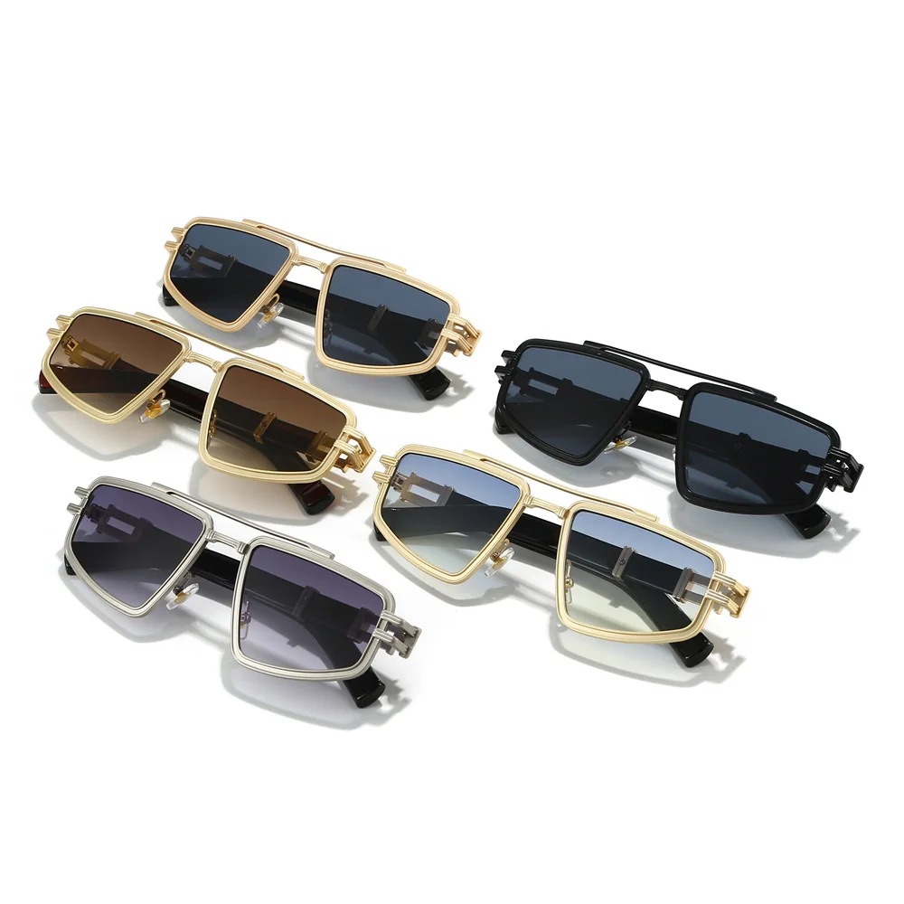 

Квадратные солнцезащитные очки для мужчин, 2021, роскошные брендовые солнцезащитные очки в металлической оправе в стиле стимпанк для мужчин