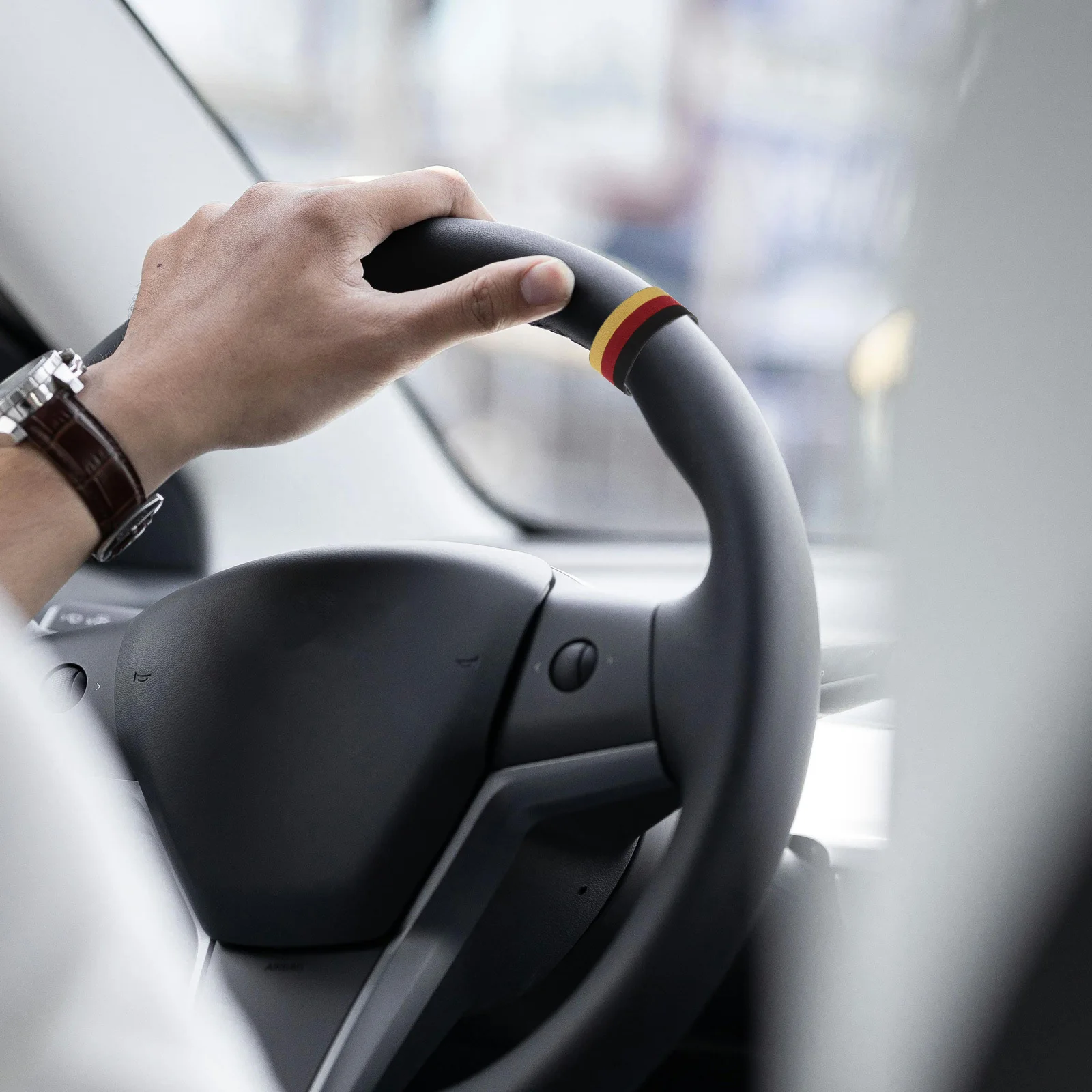 

3pcs Steering Wheel Center Stripe Removable National Flag Pattern Position Decal For Car Modification Universal Steering