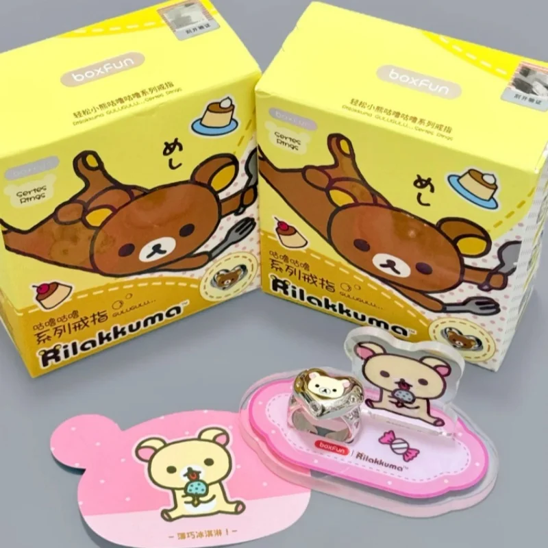 

Maihe Rilakkuma Cartoon Ring Blind Box Trendy Collectible Figure Fashion Jewelry Pearl Zircon Decor Birthday Gift For Women