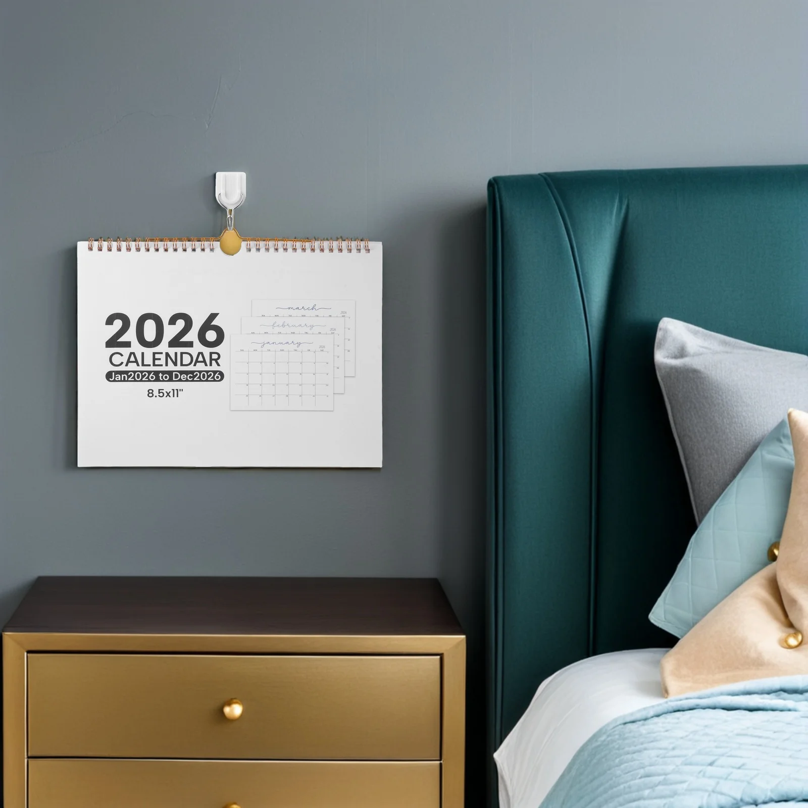 

2026 Wall Calendar Spiral Bound Hanging Horizontal 12 Months Monthly Planner Daily Schedule for Home Office Month Calendar