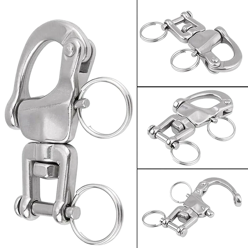 316 Stainless Steel Swivel Shackle Fork Fixed Spring Universal Swivel Dismounting Buckle For Marine Quick Connections Durable