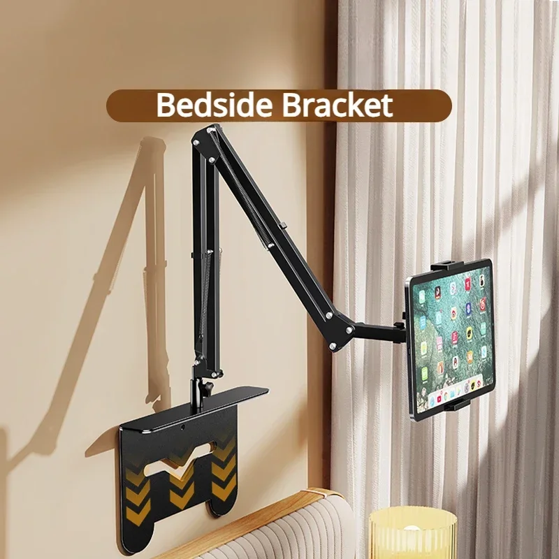 Eary Aluminum Tablet Holder for Bed Foldable Phone Stand Mount with 360° Rotation Arm Kindle Holder for iPad iPhone 4.7-12.9