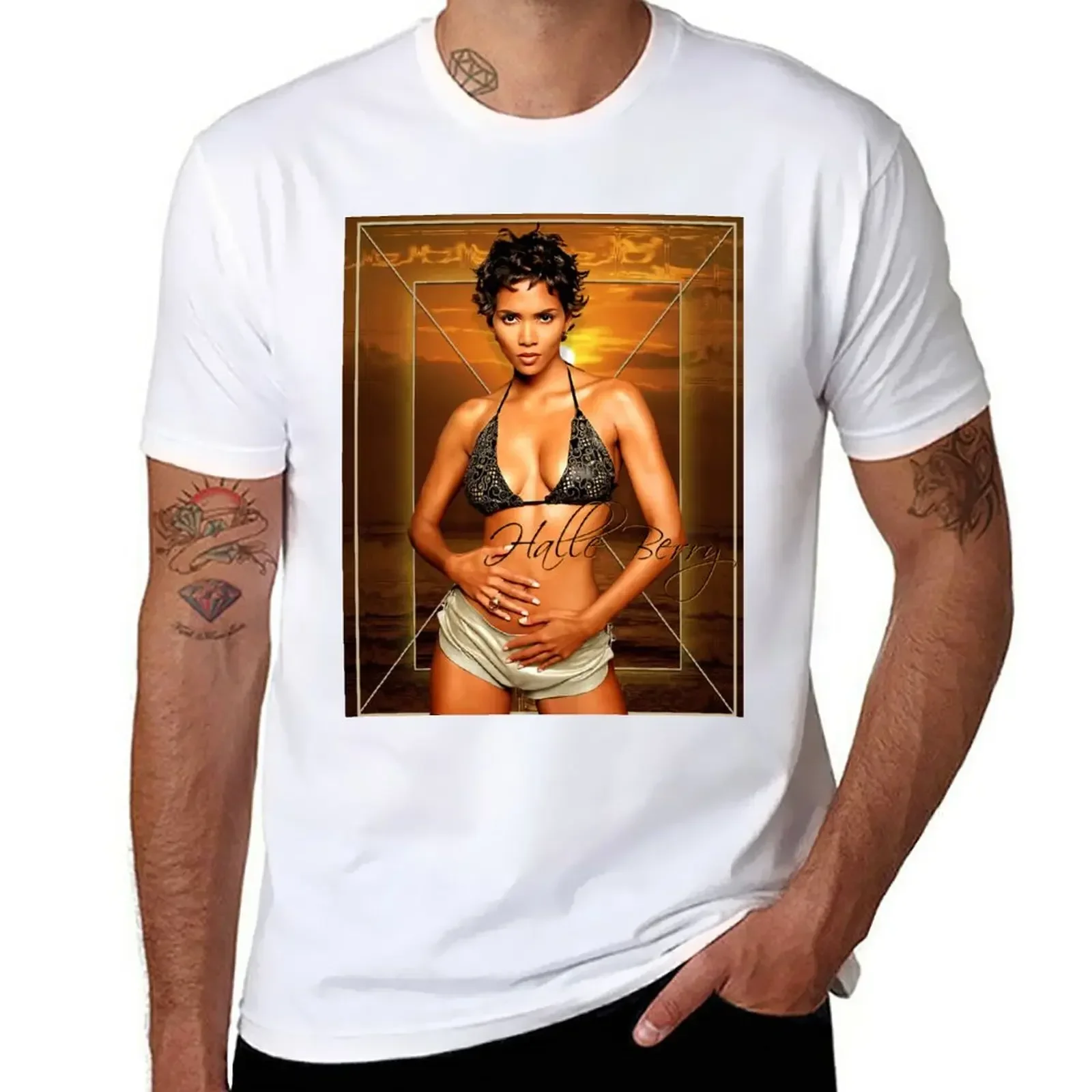 Halle Berry Poster T-Shirt funnys new edition sublime mens clothes 2024 heavyweight new arrival manga style round neck hot funny