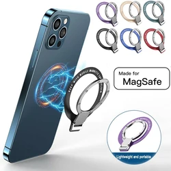 For MagSafe Luxury Metal Ring Holder Foldable Adhesive Phone Support Magnet Finger Ring Bracket Car Phone Holder Grip Stand