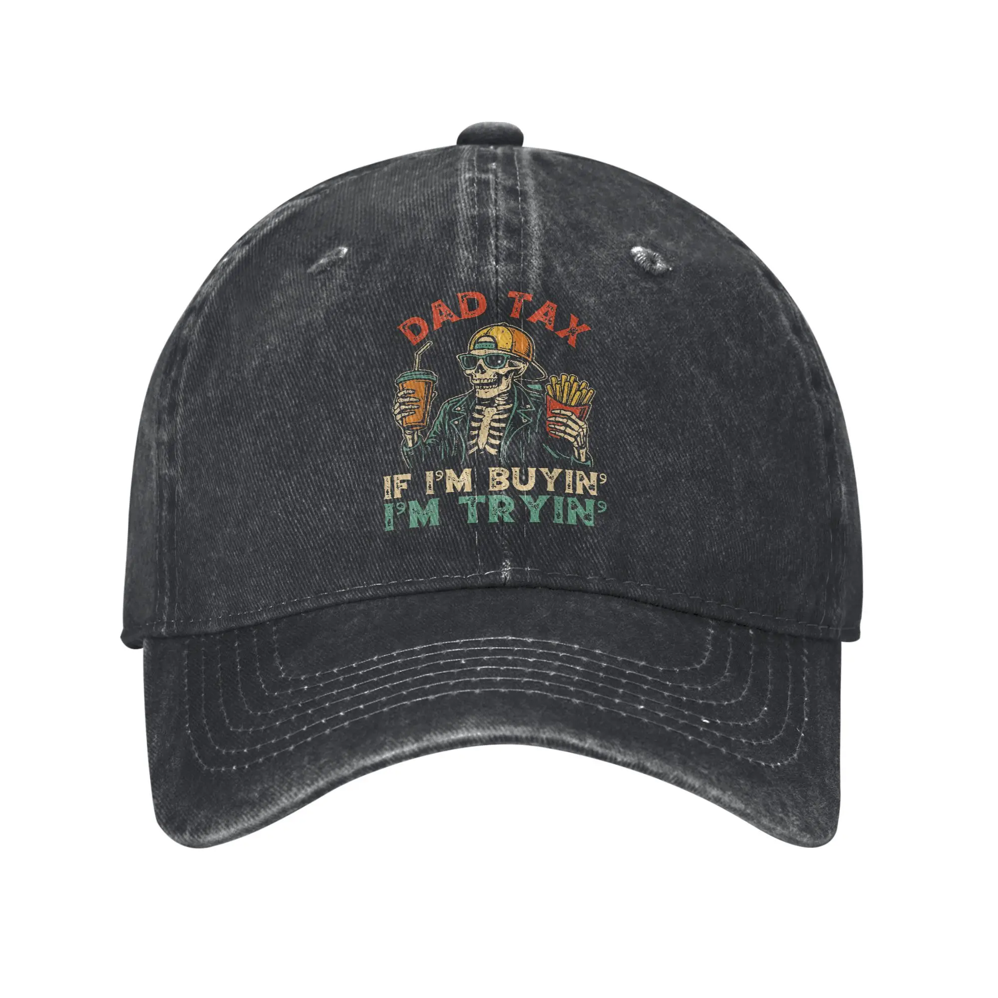 

Vintage Dad Tax If I'm Buying I'm Trying Baseball Cap Men Women Distressed Washed Sun Cap Skeleton Father's Day Outdoor Soft Hat