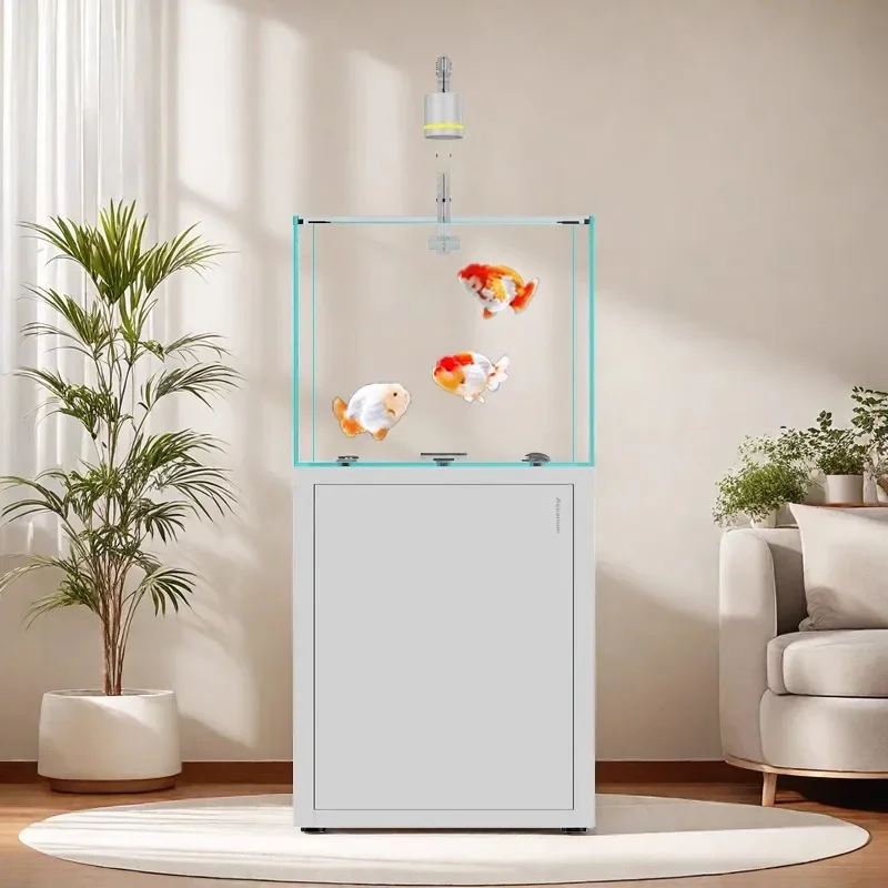 

Fish tank living room household ultra-white glass tank ecological aquarium lazy backwash design
