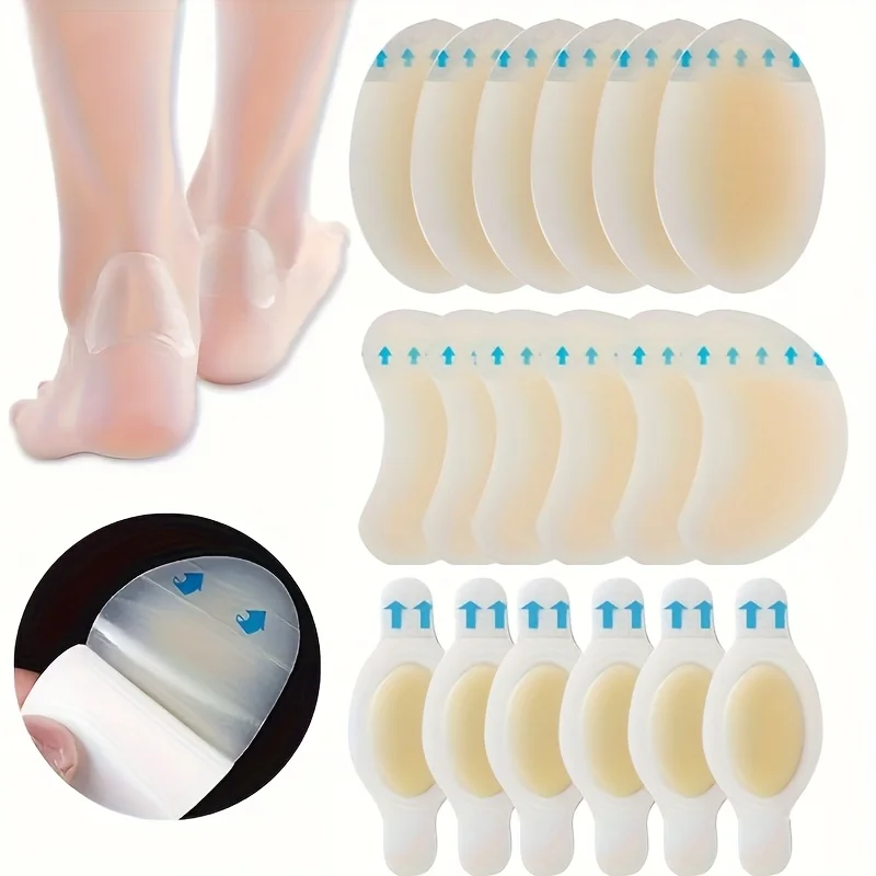 

18 шт. невидимых клейких силиконовых гелевых пластырей от мозолей - прочные, подходят для защиты кожи пяток, пальцев ног и стоп