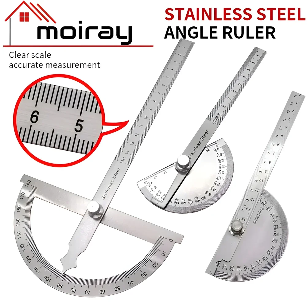 1PC Protractor Angle Ruler Stainless Steel Goniometer Dividing Gauge Angle Ruler 180 Degree Semi Circular Carpenter 14cm