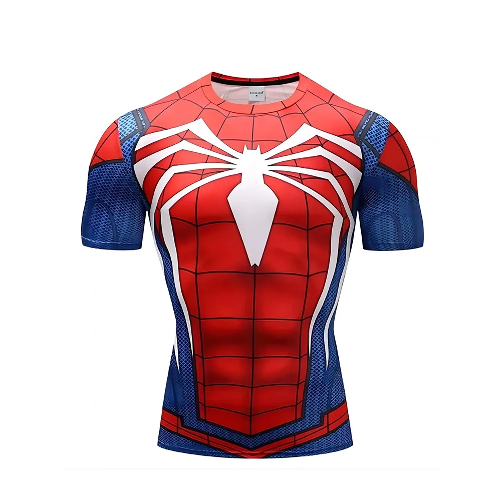 Ropa de araña transfronteriza, camiseta Digital de manga corta 3D, Top deportivo ajustado para hombres, camiseta de superhéroe para Fitness para hombres