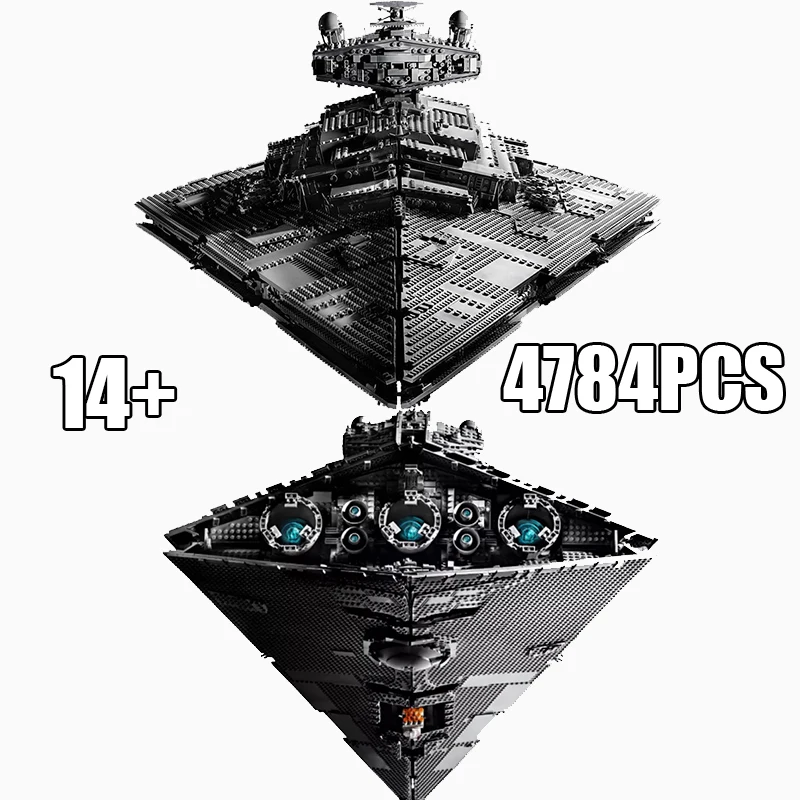 En Stock 75252 UCS Imperial Destroyer Display bloques de construcción supergrande nave espacial definitiva para niños regalos de navidad
