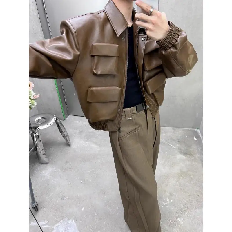 

Корейский контурный дизайн Кожаный джет Casual ort Sve Растительное дубленое масло Воск Кожа Теплый и прочный мужской джет