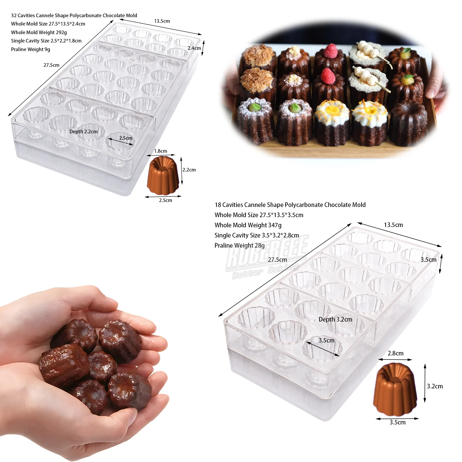 2 Sizes Wavy Canneles Flower Pumpkin Shape Polycarbonate Chocolate Mold Candy maker Ice cubes molding For DIY Baking Accessories