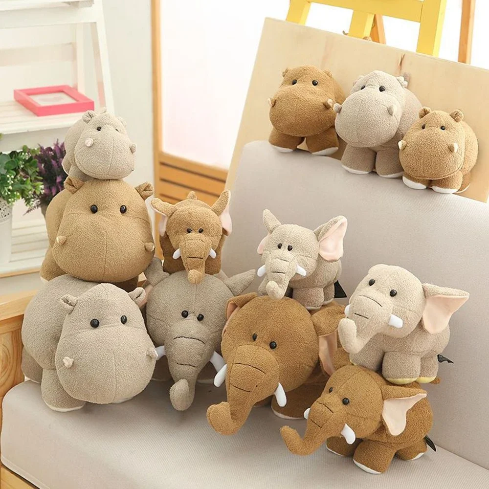 

20CM Cartoon Cute Hippo Elephant Action Figure Accompany Sleeping Doll Plush Toy Small Rag Children's Birthday Gift Christmas