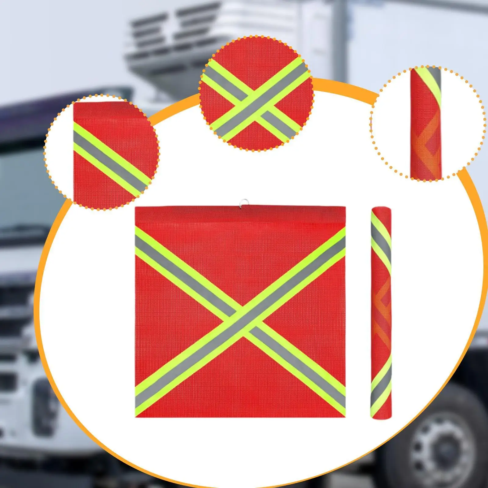 6 قطعة أعلام سلامة الشاحنة سهلة التركيب شبكة 18 بوصة × 18 بوصة ملحقات أعلام تحذير عالية الوضوح لقارب نقل المقطورة #5