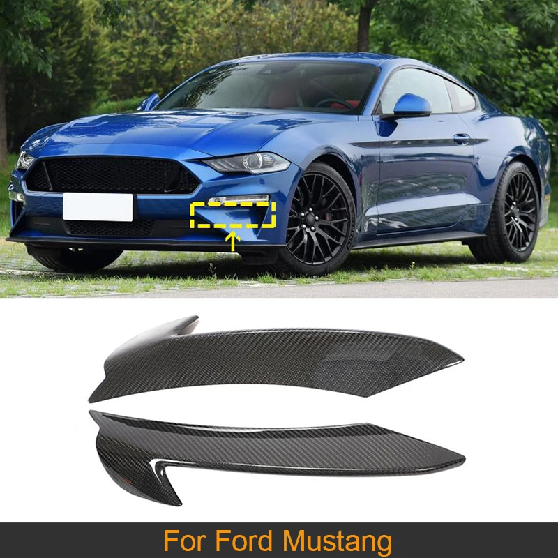 

Car Front Head Lamp Down Trims For Ford Mustang 2018 - 2020 Front Headlight Down Covers Trims Protector Carbon Fiber