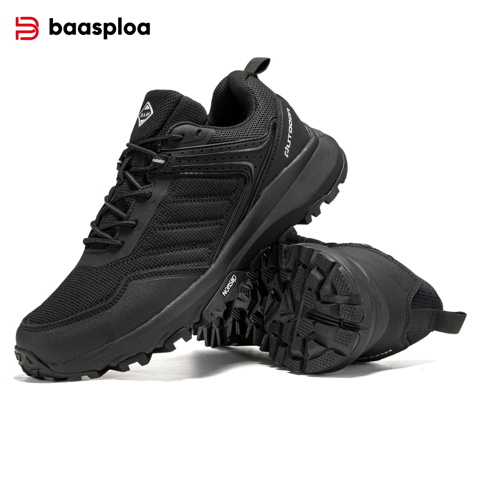 Baasploa New Men Hiking Shoes Outdoor Camping Trekking Non Slip Walking Shoes Male Casual Lightweight Lace-Up Sneakers