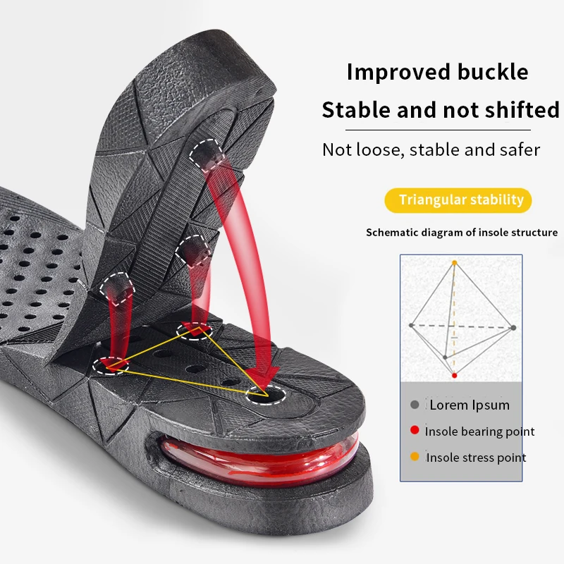 Invisible Height Increase Insole Cushion Height Adjustable Shoe Heel Insoles Insert Taller Support Absorbant Foot Care Pad