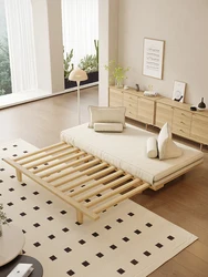 Japanese-style bedless sofa bed, solid wood, foldable pull-out dual-purpose seat, retractable multi-functional stretch bed